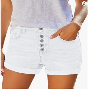 White Button Up Jean Shorts Size Medium